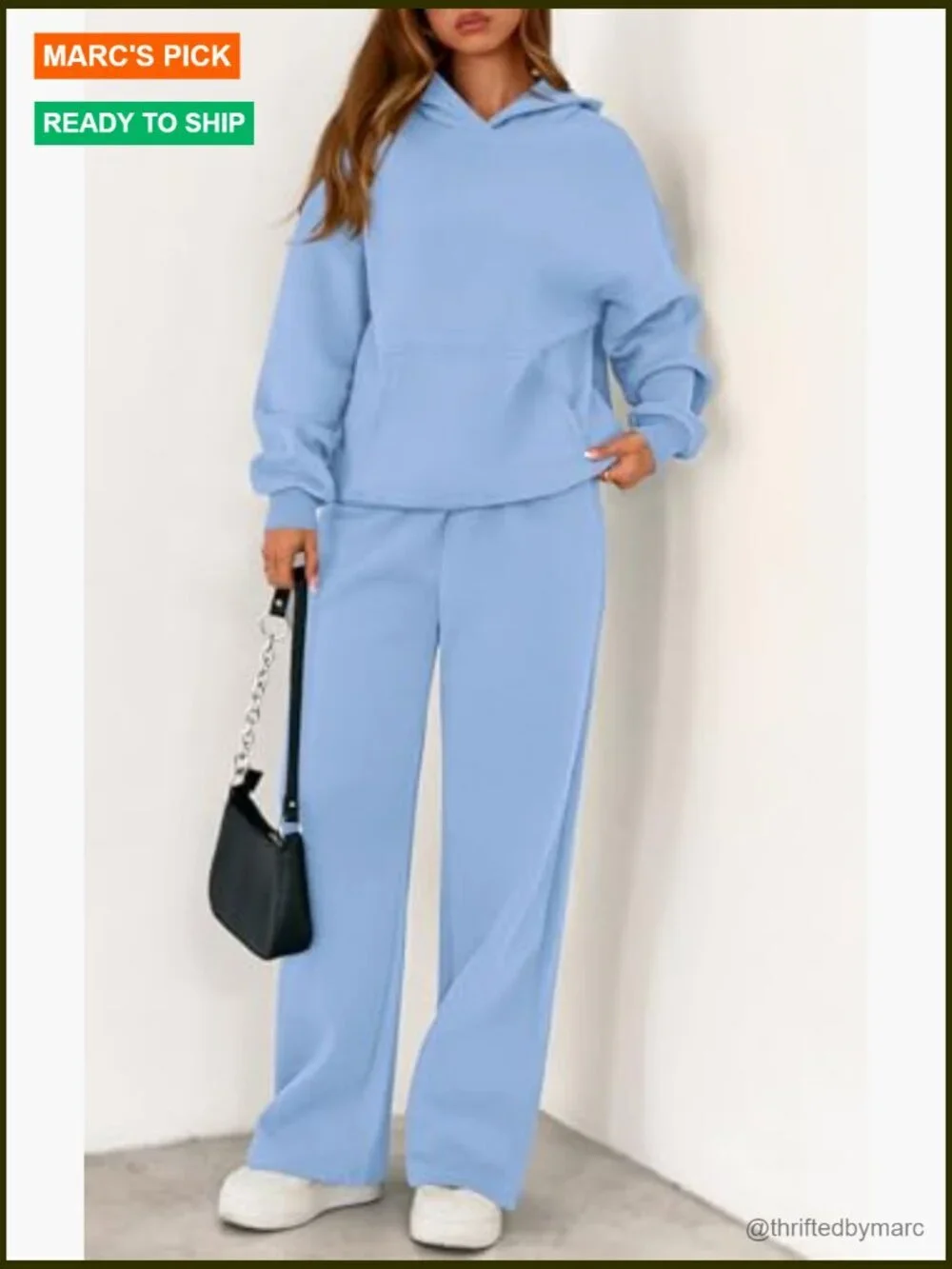 Oversized Hoodie and Wide Leg Sweatpants Matching Set, 2-Piece Lounge Outfit